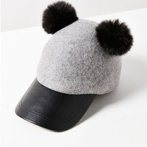 Urban Outfittersfitters pompom baseball hat in grey & black